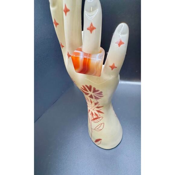 Handcarved Lace Agate Slab Chunky Ring - Picture 3 of 9